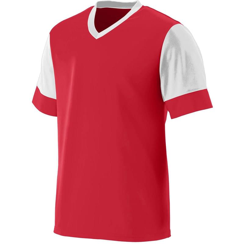 Youth Wicking Polyester V-Neck Jersey with Contrast Sleeves