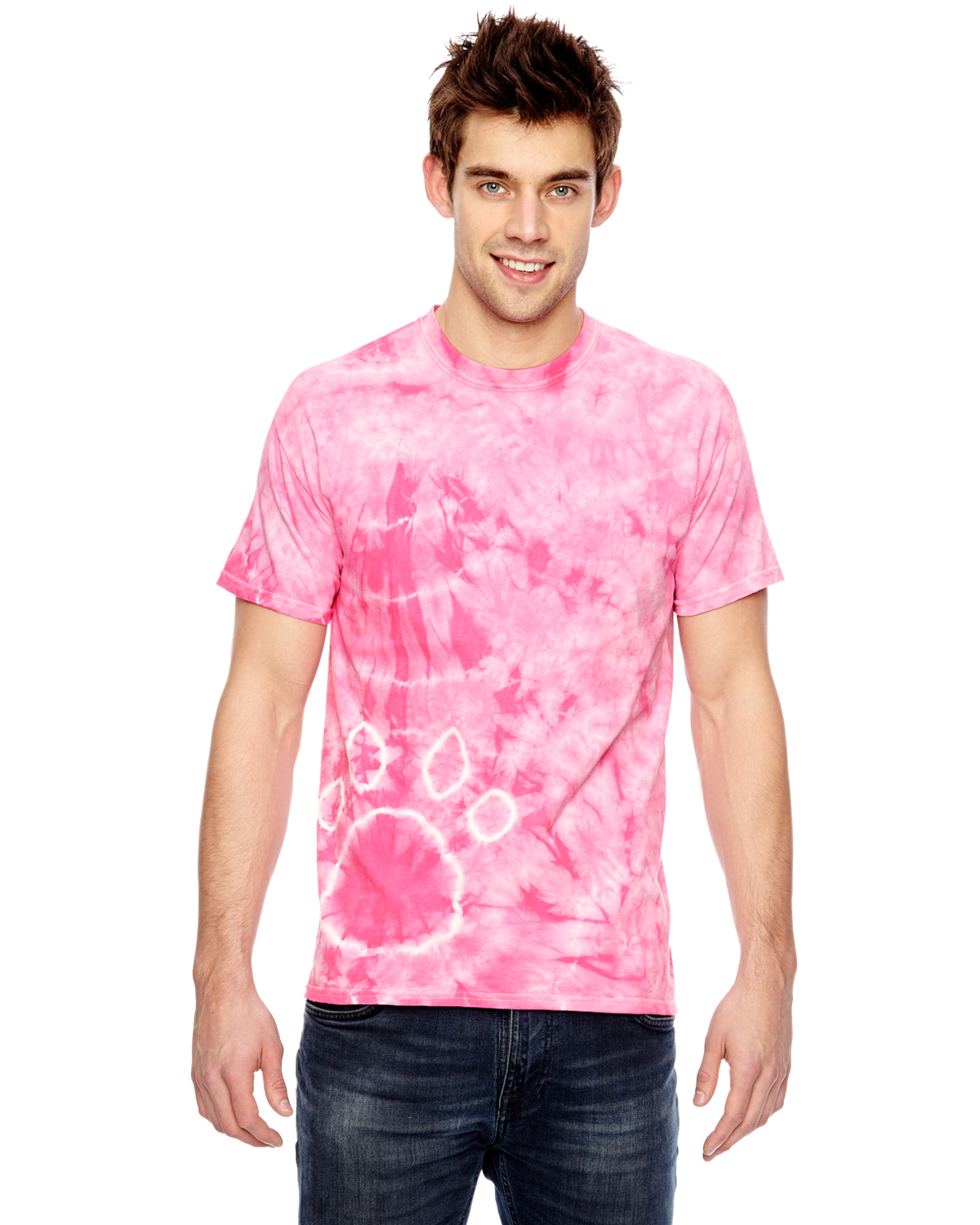 for Team 365 Adult Team Paw Print Tie-Dyed T-Shirt