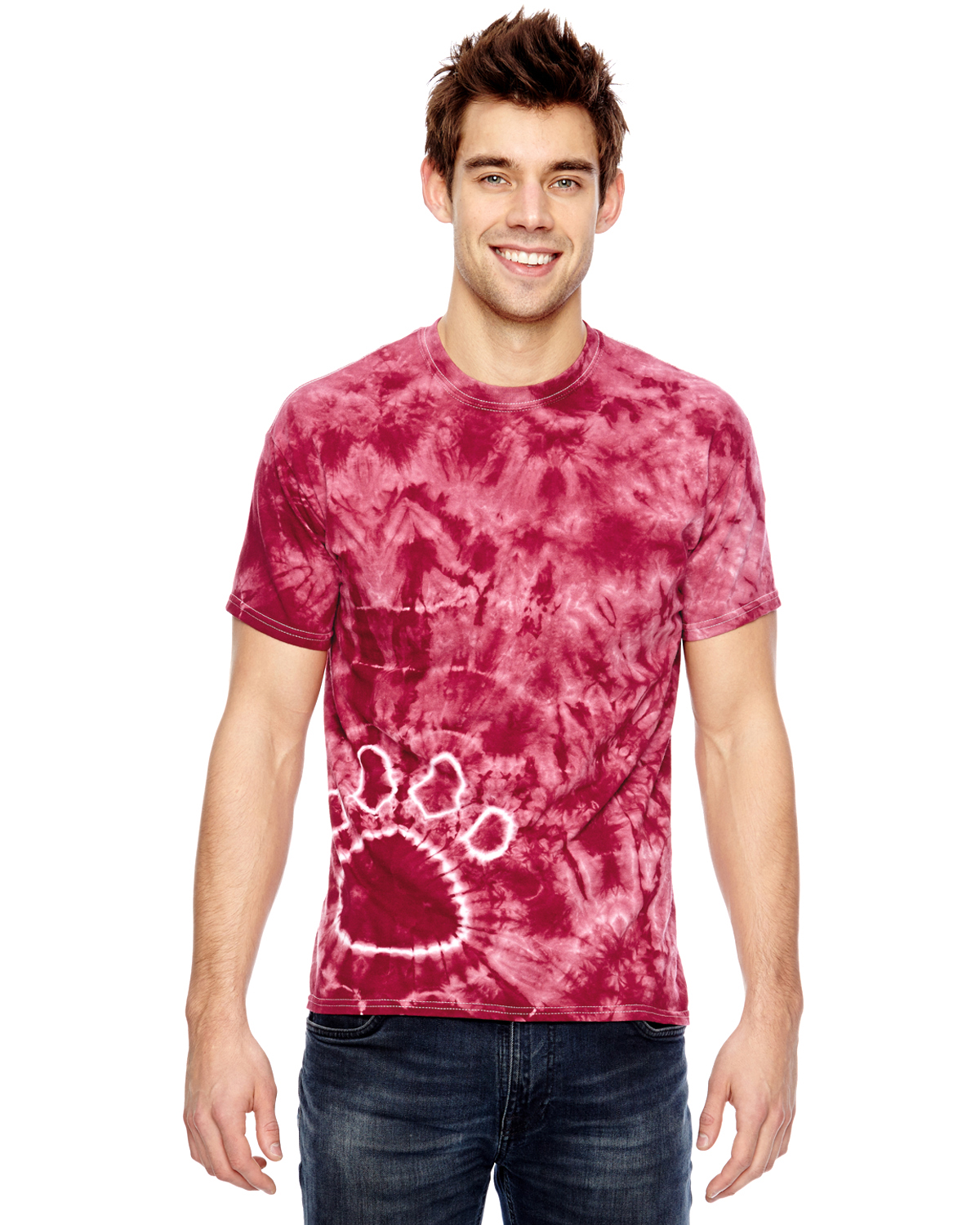 for Team 365 Adult Team Paw Print Tie-Dyed T-Shirt