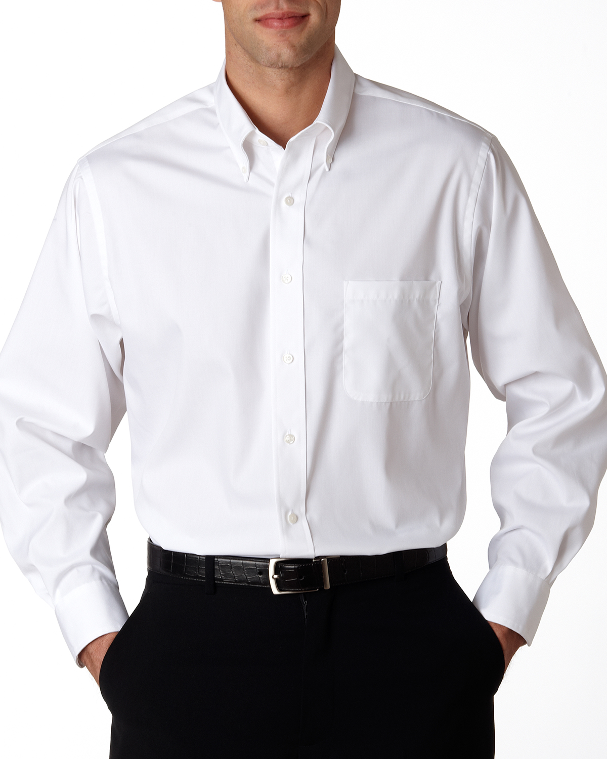 Men's Long-Sleeve Blended Pinpoint