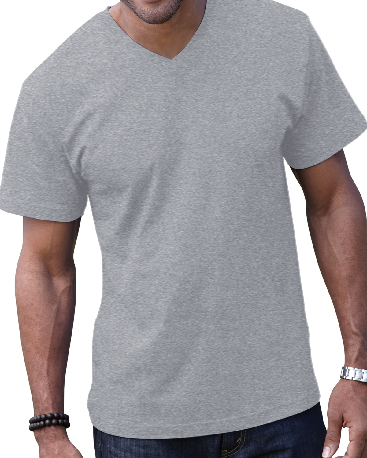 Adult Fine Jersey V-Neck T-Shirt