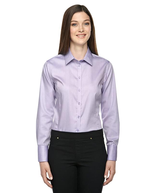 Ladies' Boulevard Wrinkle-Free Two-Ply 80's Cotton Dobby Taped Shirt with Oxford Twill