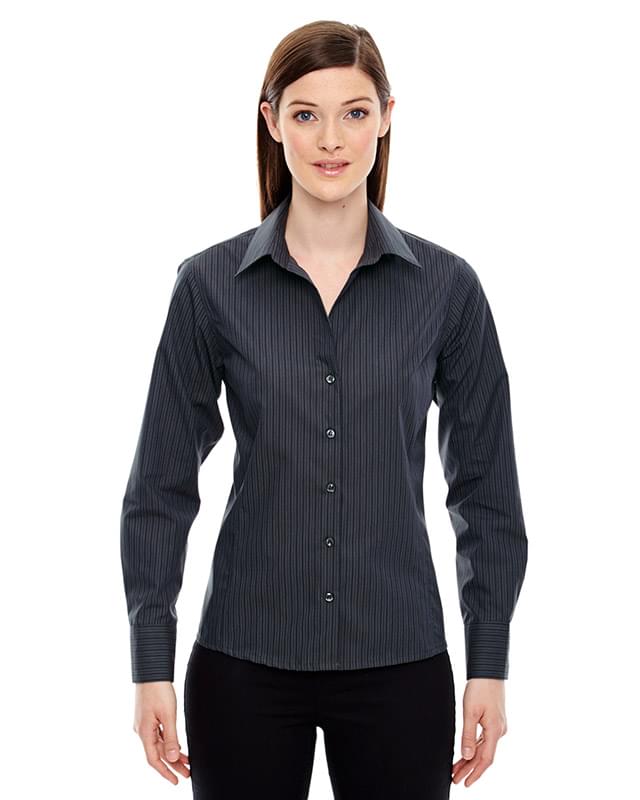 Ladies' Boardwalk Wrinkle-Free Two-Ply 80's Cotton Striped Tape Shirt