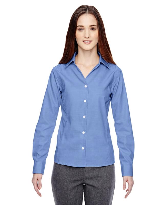 Ladies' Precise Wrinkle-Free Two-Ply 80's Cotton Dobby Taped Shirt