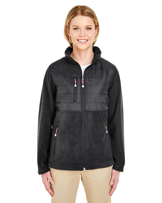 Ladies' Fleece Jacket with Quilted Yoke Overlay