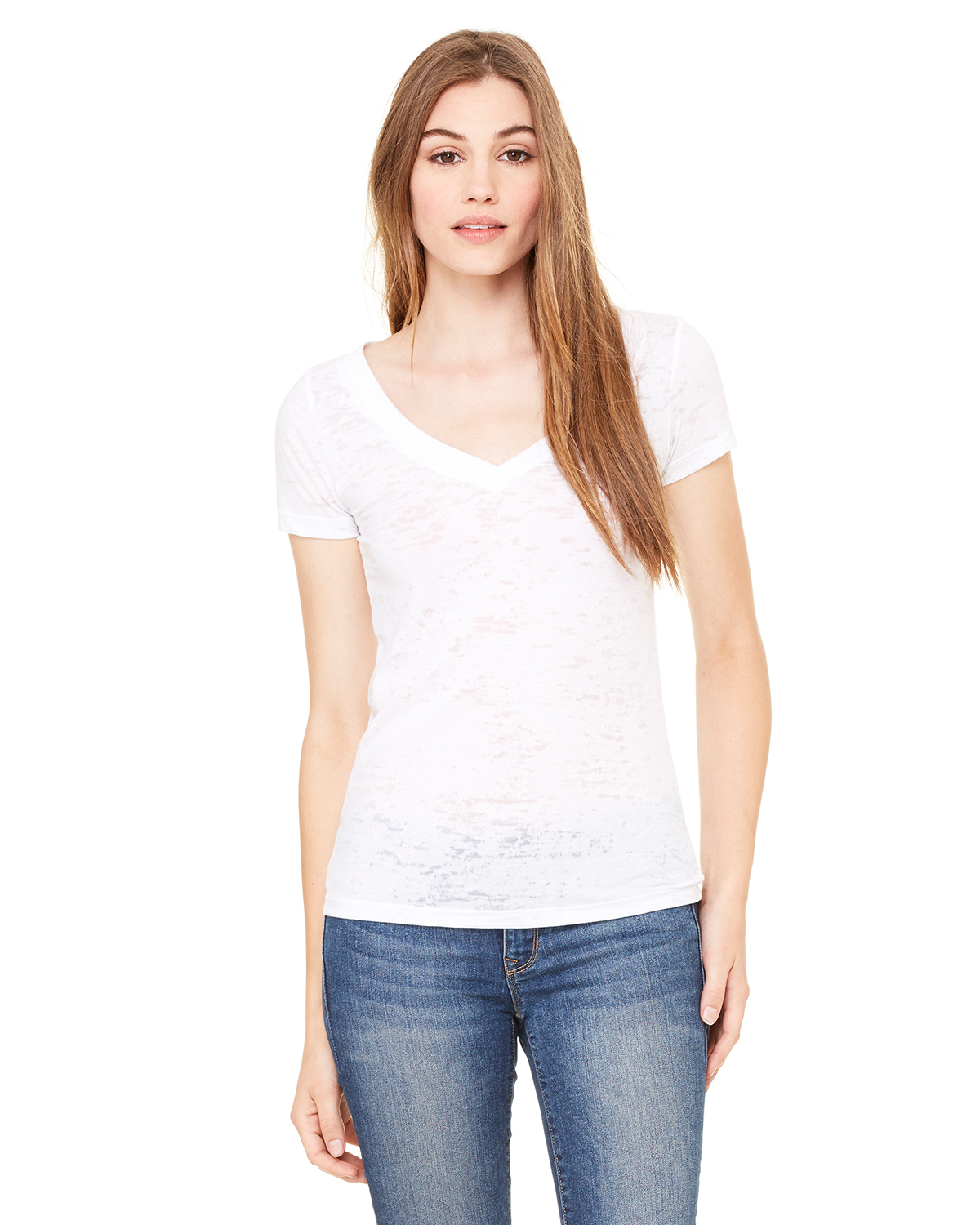 Ladies' Burnout Short-Sleeve V-Neck T-Shirt