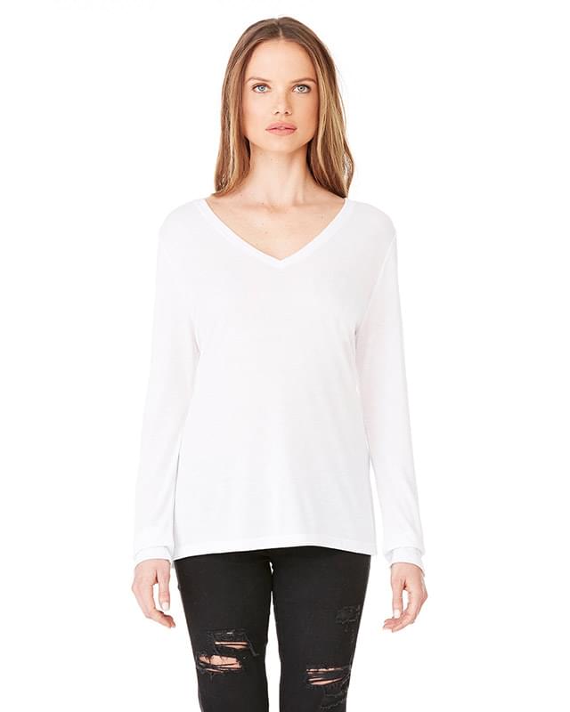 Ladies' Flowy Long Sleeve V-Neck