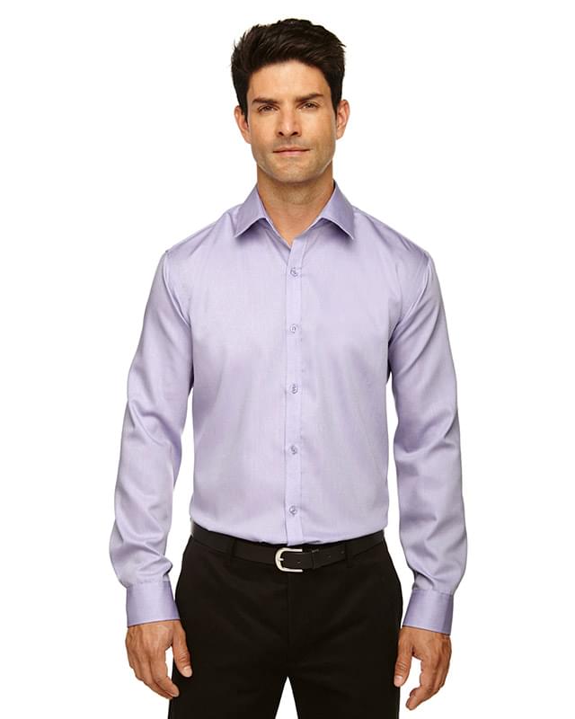 Men's Boulevard Wrinkle-Free Two-Ply 80's Cotton Dobby Taped Shirt with Oxford Twill