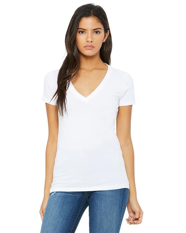 Ladies' Jersey Short-Sleeve Deep V-Neck T-Shirt