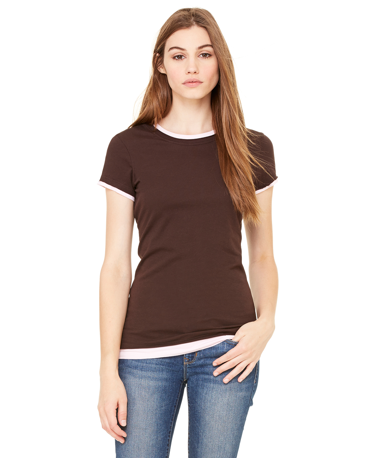 Ladies' Sheer Jersey Short-Sleeve 2-in-1 T-Shirt