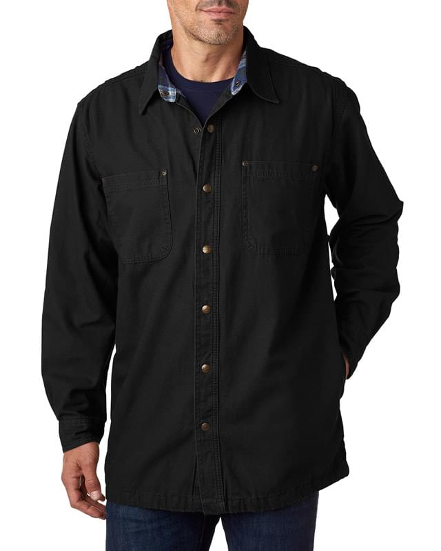 Men's Canvas Shirt Jacket with Flannel Lining