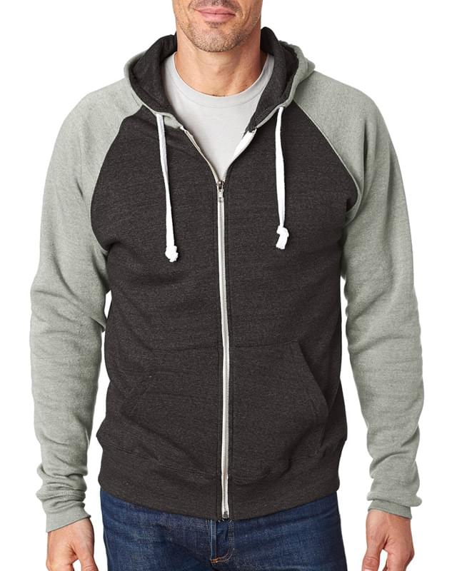 Adult Triblend Colorblock Full-Zip Fleece Hood