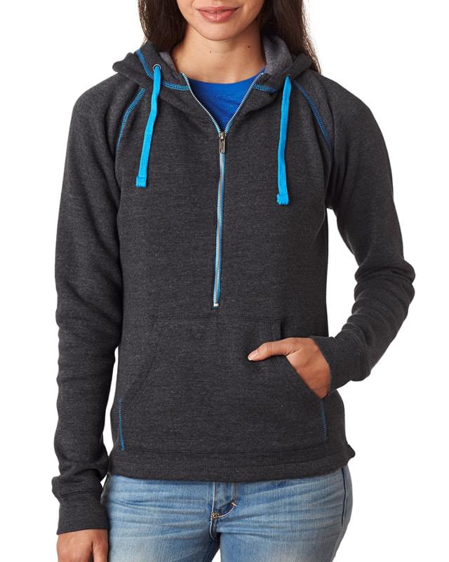 Ladies' Triblend Half-Zip Hood